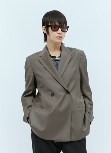 TOTEME Double Breasted Wool Blazer Brown tot0254012
