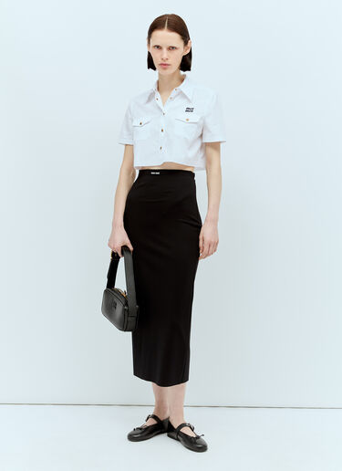 Miu Miu Cropped Poplin Shirt White miu0256076