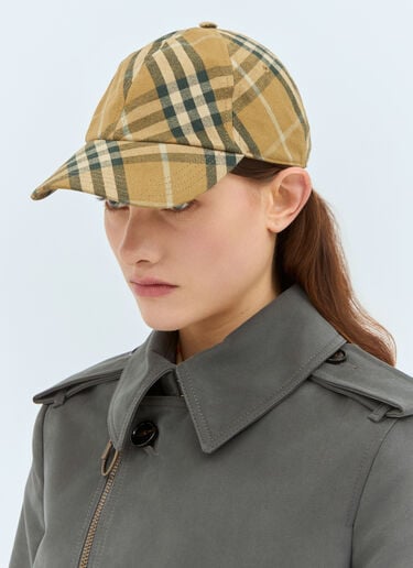 Burberry Check Cotton Baseball Cap Brown bur0358002