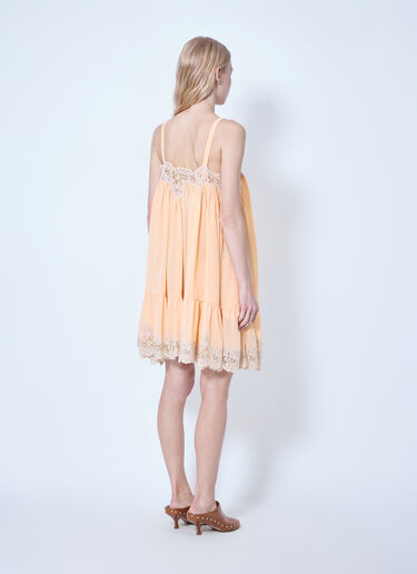LN-CC® - Chloé: Thin-Strap Mini Dress In Silk Georgette & Lace - Orange Chloé Thin-Strap Mini Dress In Silk Georgette & Lace Orange chl0265005