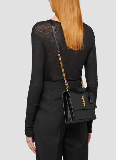 Saint Laurent Medium Sunset Shoulder Bag Black sla0241043