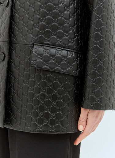 Gucci GG Embossed Leather Jacket Black guc0258007