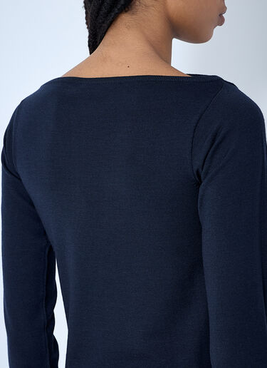 Miu Miu Logo Motif Wool Sweater Blue miu0260040