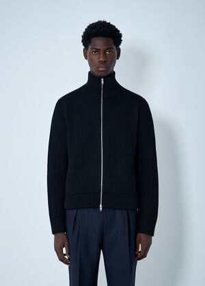 Maison Margiela Wool Zip-Up Cardigan Black mla0162002