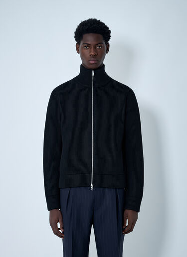 Maison Margiela Wool Zip-Up Cardigan Black mla0162002