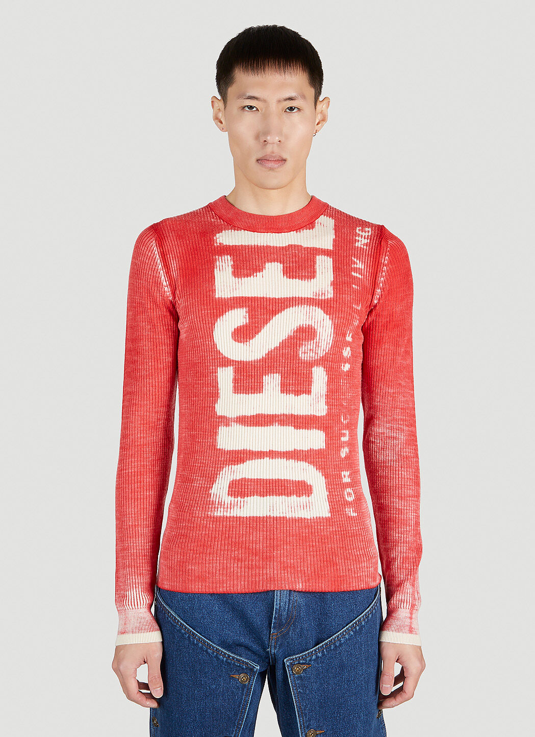 安価 ワタナベ Long-Sleeve K-Atullus-Round Diesel Top LN-CC | Red in トップス