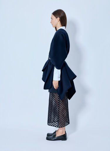 Max Mara Belted Wrap Poncho with Cut-Out Skirt Navy max0265048