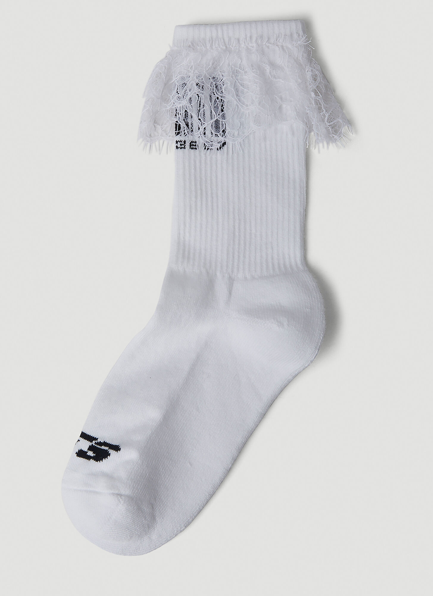 Vtmnts Lace Barcode Socks In White