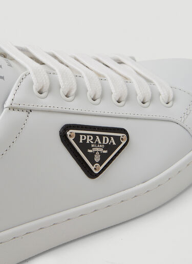 Prada Logo Plaque Sneakers White pra0249022