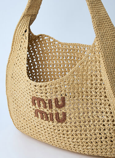 Miu Miu Logo Motif Crochet Shoulder Bag Natural miu0260022