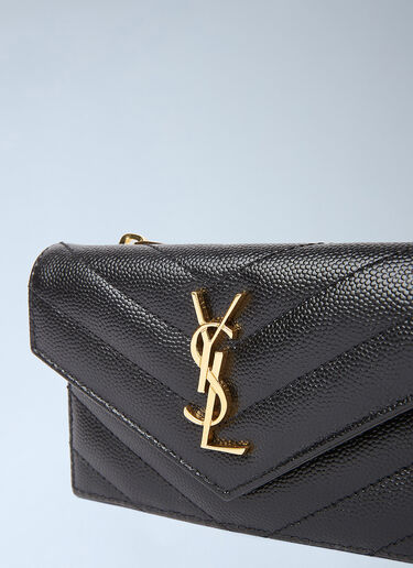Saint Laurent 徽标铭牌卡包 黑色 sla0249166