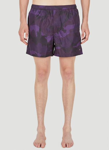 Valentino Camouflage Print Swim Shorts Purple val0149009