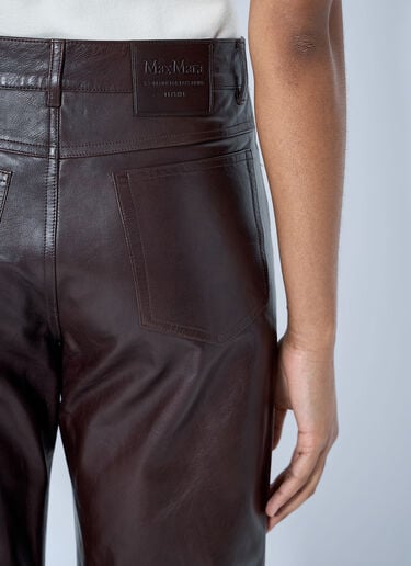 LN-CC® - Max Mara: Leather Wide-Leg Trousers - Dark Brown Max Mara Leather Wide-Leg Trousers Dark Brown max0265215