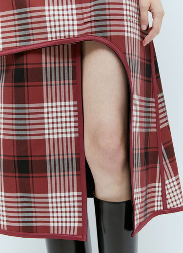 Issey Miyake Counterpoint Check Skirt Red ism0255002