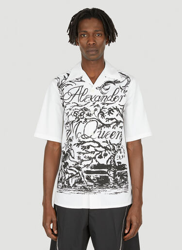 Alexander McQueen 프린트 반팔 셔츠 화이트 amq0148002