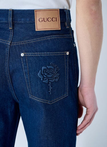 Gucci Denim Jeans With Embroidery Dark Blue guc0159033
