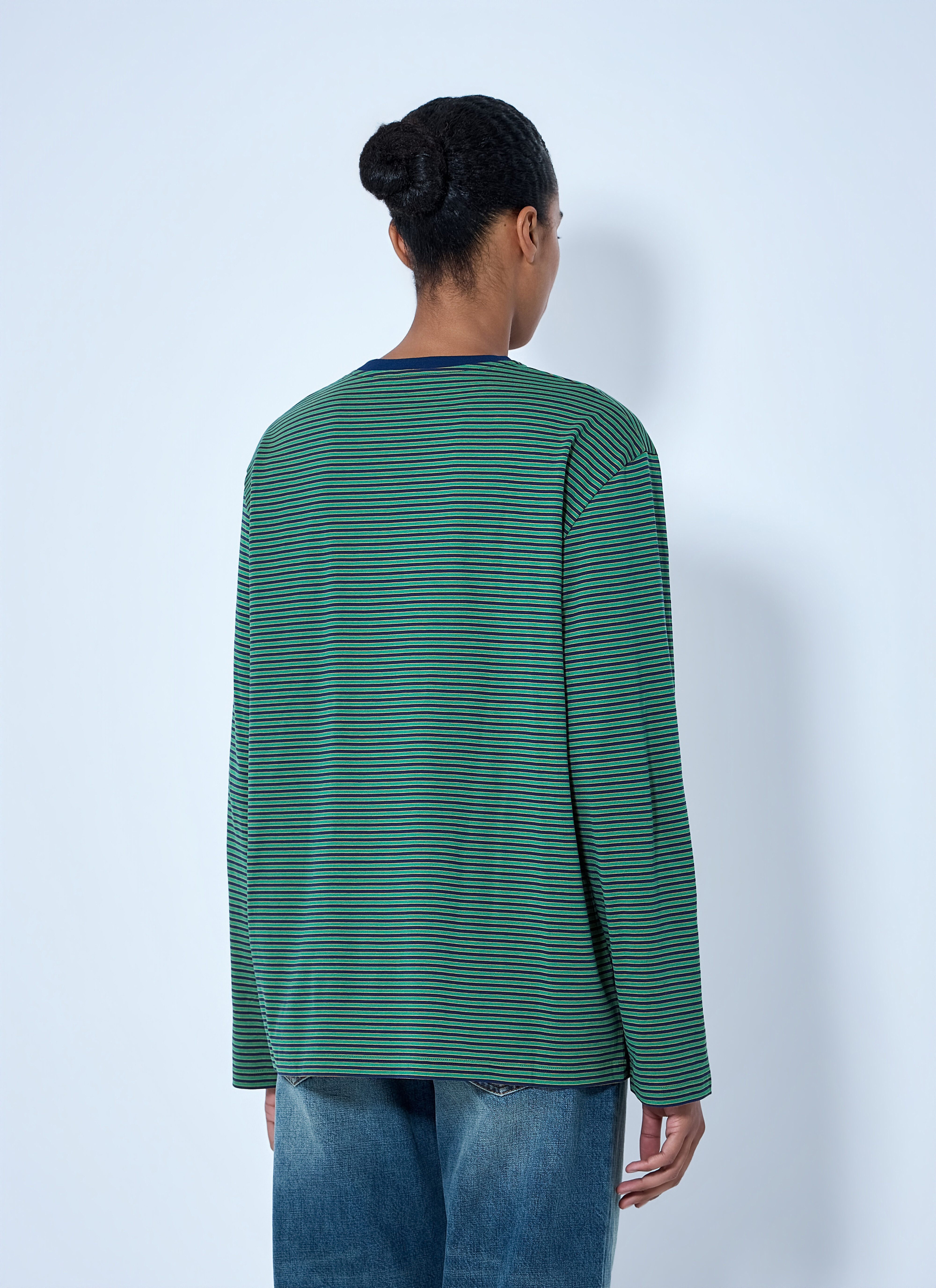 Miu Miu レディース ストライプ長袖Tシャツ の ネイビー | LN-CC®