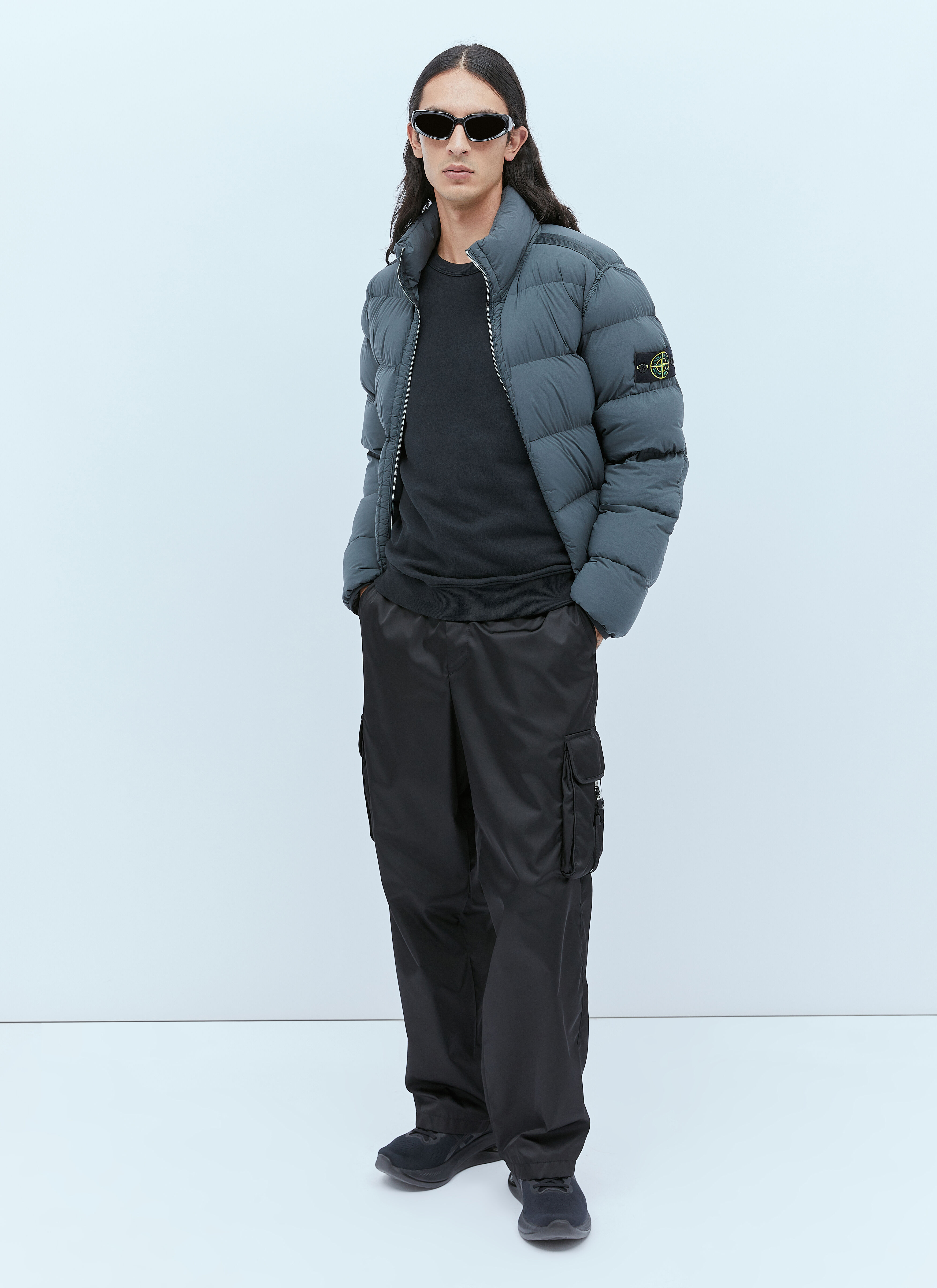 Stone Island Real Down Compass Patch Coat in Grey LN CC