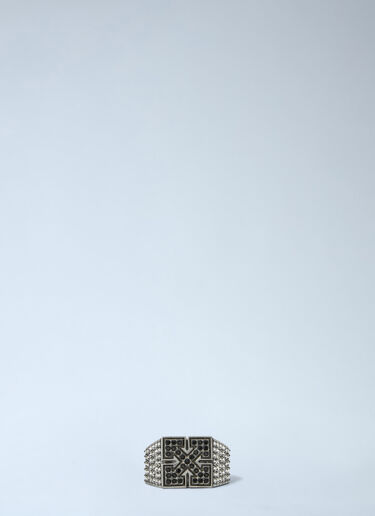 LN-CC® - Off-White: Bling Strass Ow Ring - Grey Off-White Bling Strass Ow Ring Grey ofw0164371