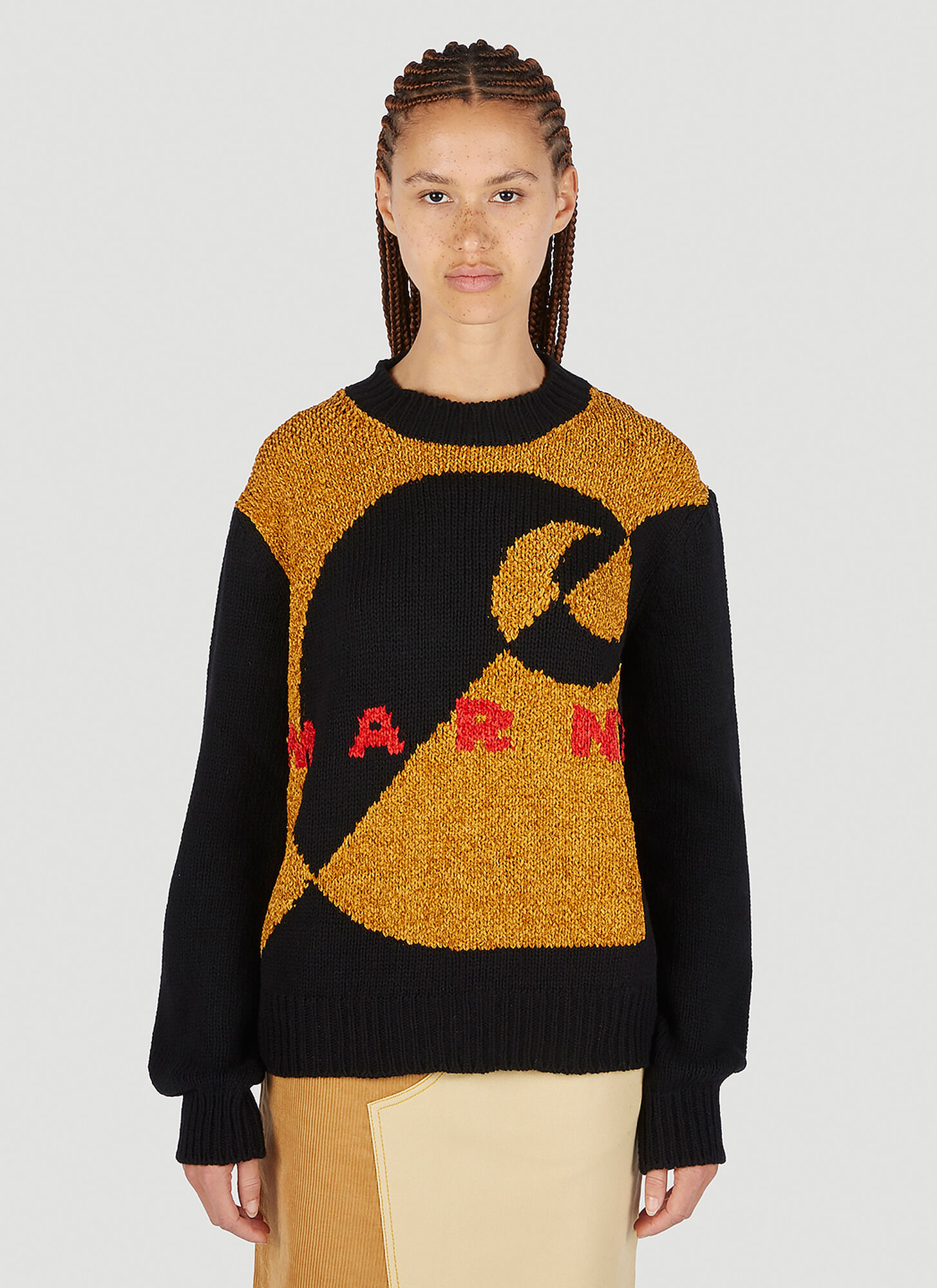 Shop Marni X Carhartt Blended Logo Intarsia Sweater In Black