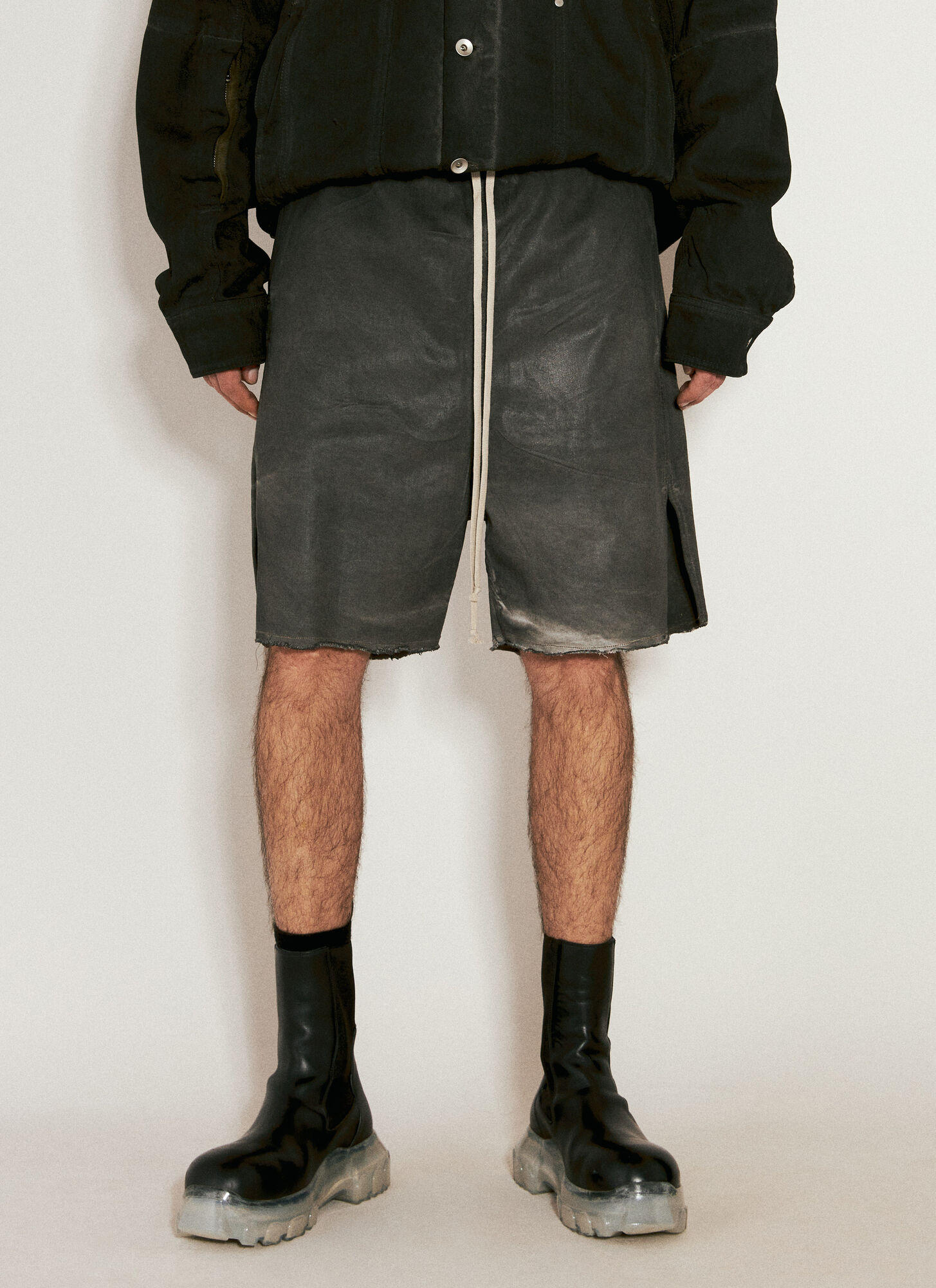 Shop Rick Owens Dyed Denim Shorts In Grey