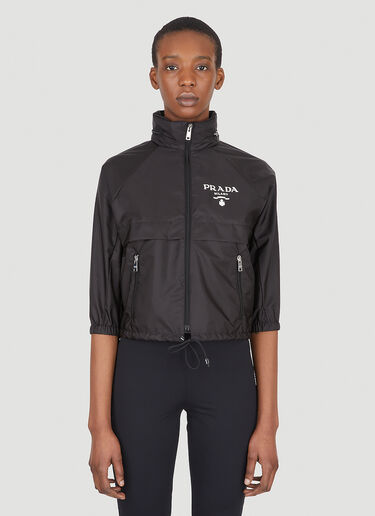 Prada Re-Nylon Cropped Sleeve Jacket Black pra0248005