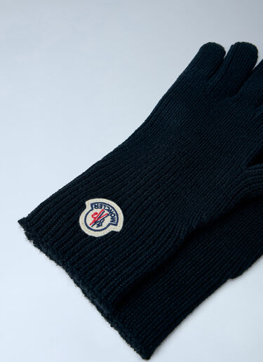 LN-CC® - Moncler: Ribbed Knit Gloves with Logo Patch - Black Moncler Ribbed Knit Gloves with Logo Patch Black mon0166047