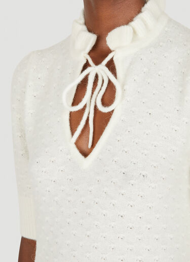 GANNI Ruffle Neck Sweater White gan0250005