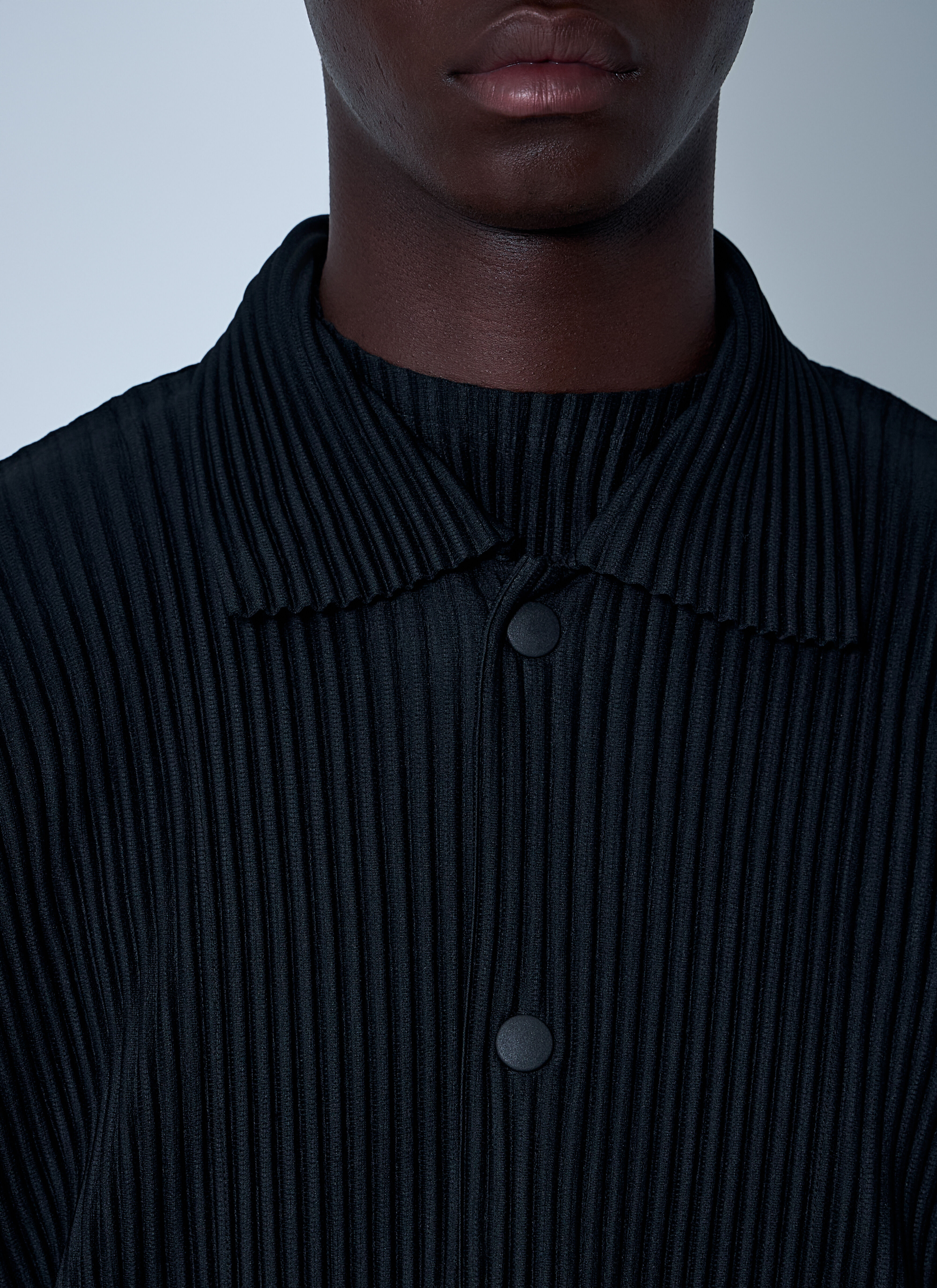 Homme Plissé Issey Miyake Men's' Pleated Zip-Up Jacket in Black