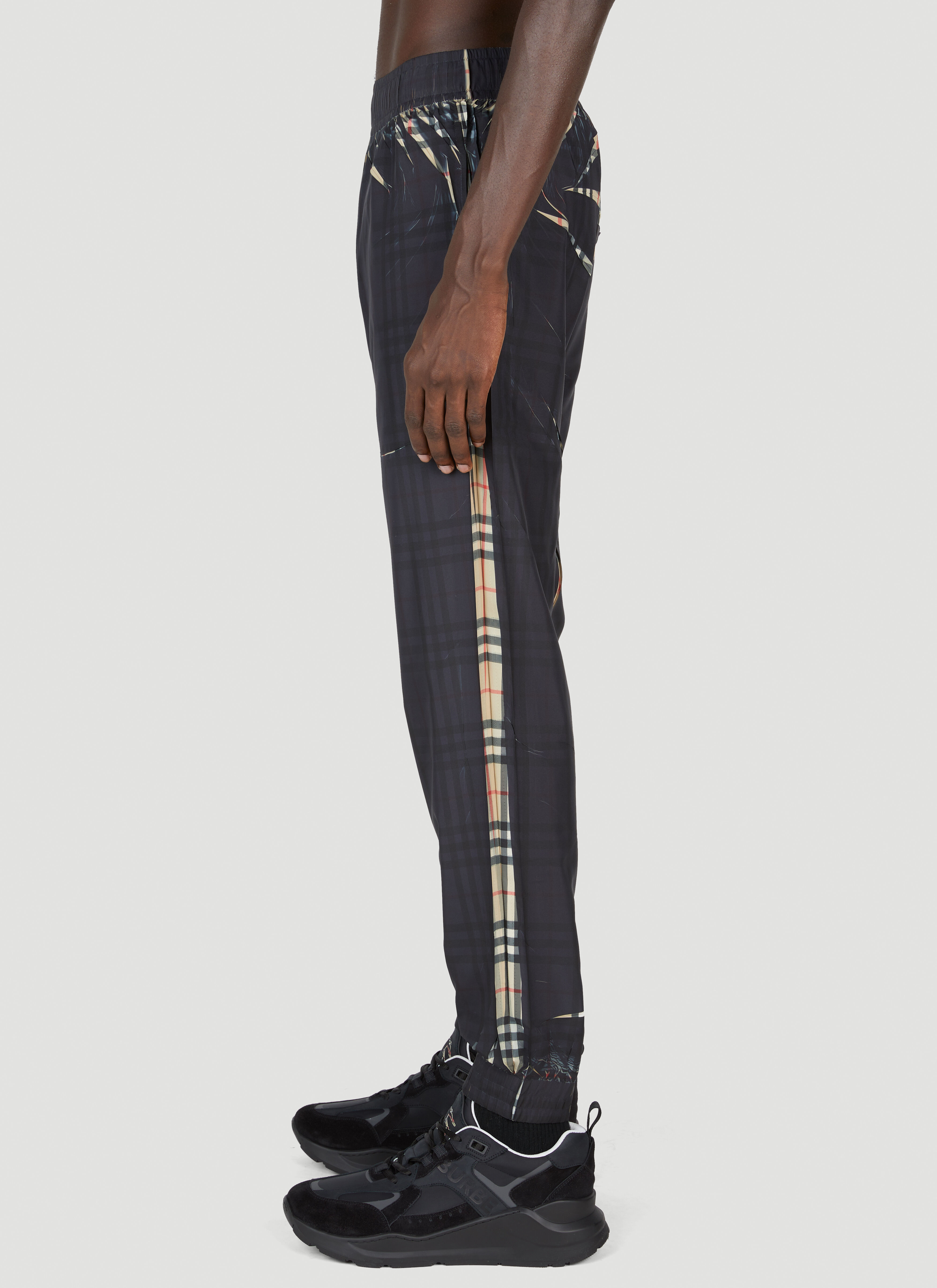 Burberry Men s Sliced Check Track Pants in Black LN CC