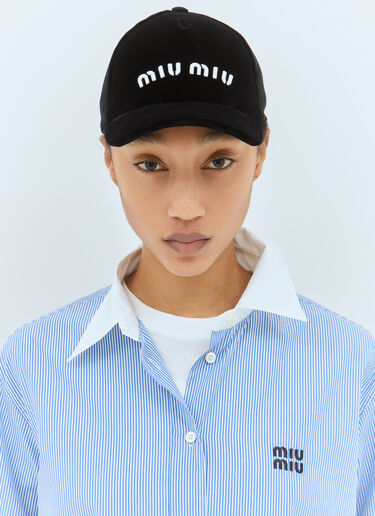 Miu Miu Velvet Baseball Cap Black miu0258059