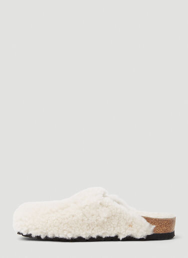 Birkenstock Boston Big Buckle Shearling Teddy Mules Cream brk0253001