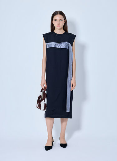 LN-CC® - Marni: Sleeveless Midi Dress with Satin Detail - Black Marni Sleeveless Midi Dress with Satin Detail Black mni0265001