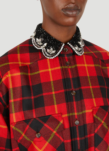 Gucci Beaded Collar Check Shirt Red guc0251029