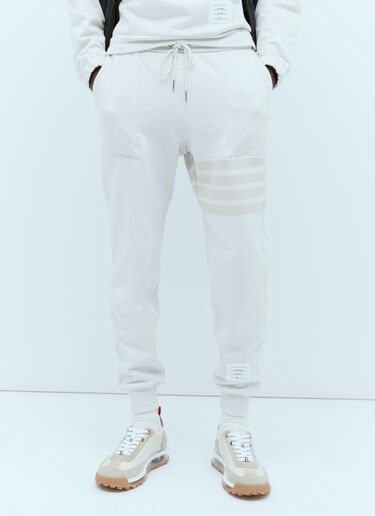 Thom Browne Ottoman Rib Four-Bar Track Pants Cream thb0153001