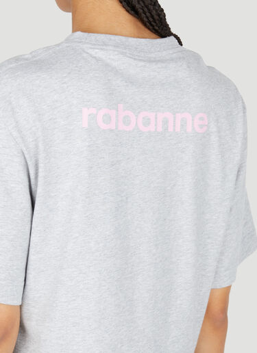 Rabanne 로고 프린트 크롭 티셔츠 그레이 pac0253015