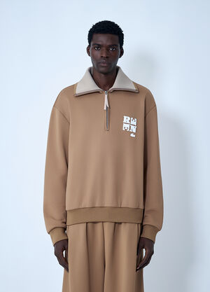 Lacoste Logo Motif Zip-Up Sweatshirt Camel lac0162008