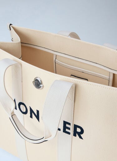 Canvas Logo Tote Bag Moncler Canvas Logo Tote Bag White mon0164043