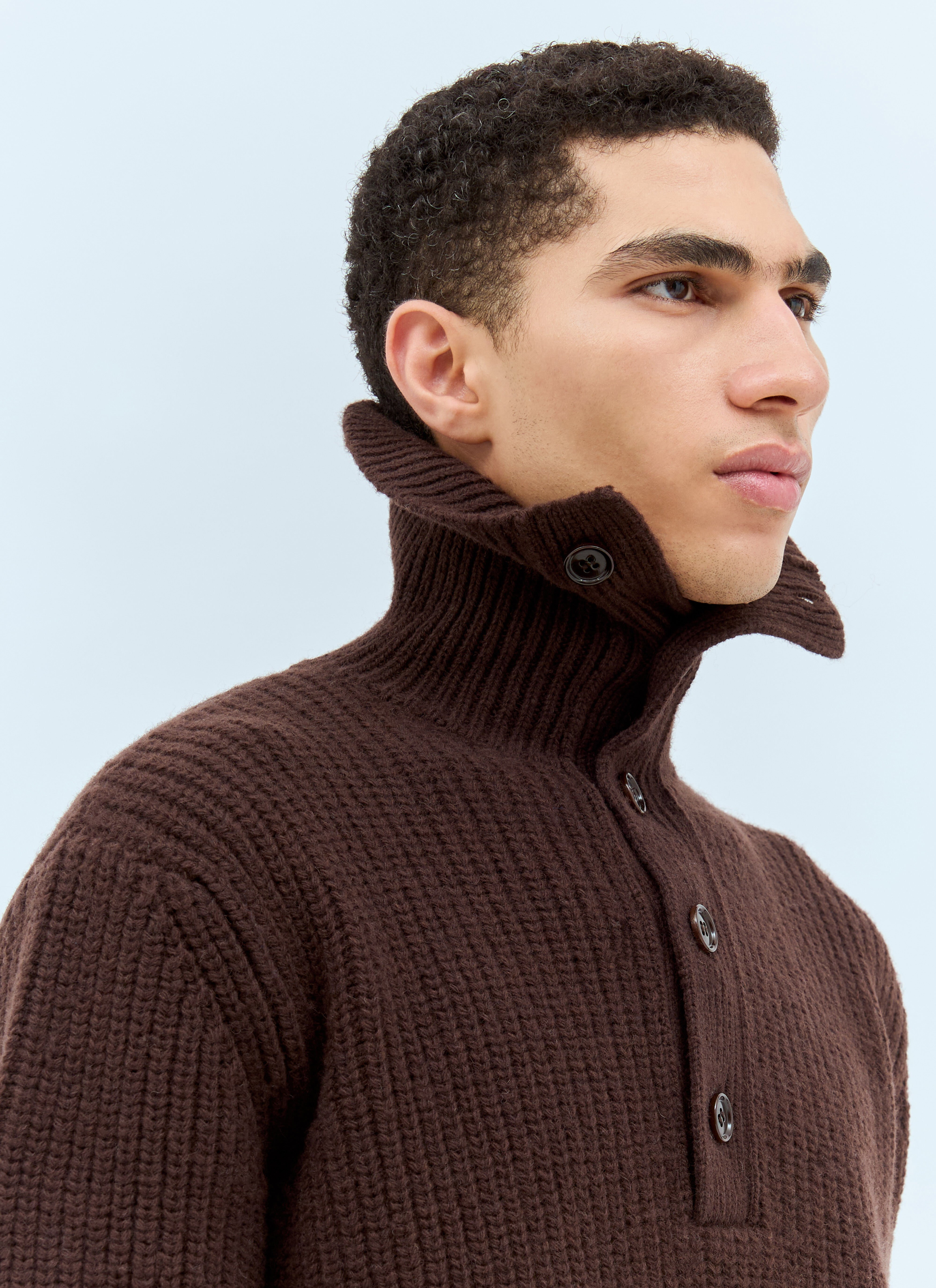 Dries Van Noten Men's' Mudra Polo Sweater in Brown | LN-CC®