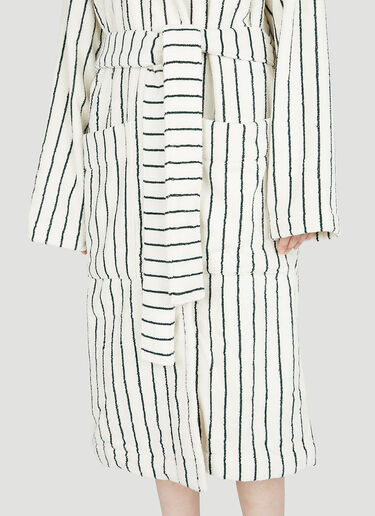 Tekla Striped Hooded Bath Robe White tek0353009