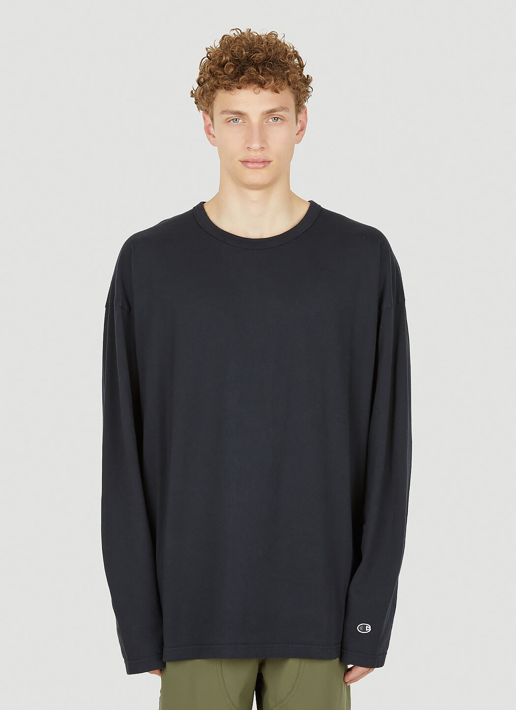 Champion Men s Premium Plus Long Sleeve T Shirt in Black LN CC