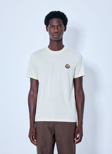 LN-CC® - Moncler: Crewneck Logo T-shirt - Cream Moncler Crewneck Logo T-shirt Cream mon0166012