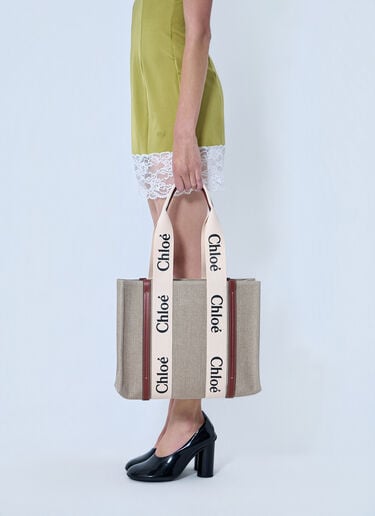 Chloé 미디엄 우디 토트백 베이지 chl0255056