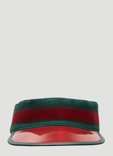 Gucci Ribbed Knit Visor Hat Red guc0137036