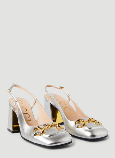 Gucci Baby 75 Slingback Heels Silver guc0247128