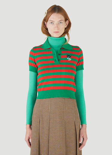 Gucci Striped Polo Sweater Green guc0245036