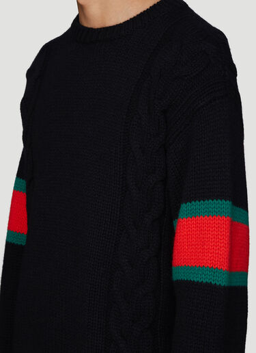 Gucci Oversized Cable Knit Sweater Black guc0135081
