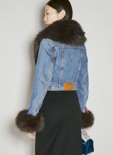 Alexander Wang Faux-Fur Collar Denim Jacket Blue awg0254009