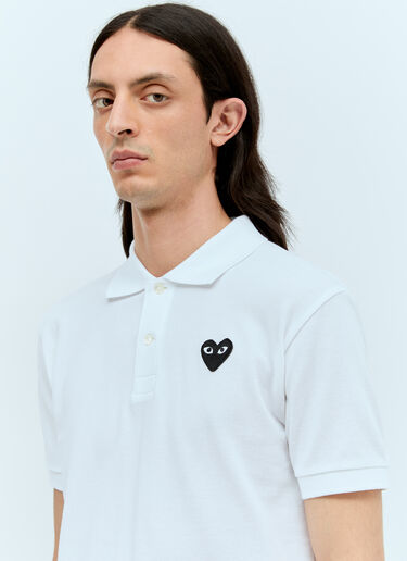 Comme Des Garçons PLAY 로고 패치 폴로 셔츠 화이트 cpl0356002