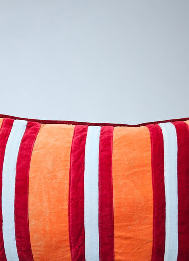 Les-Ottomans Striped Velvet Cushion Multicolour wps0692045